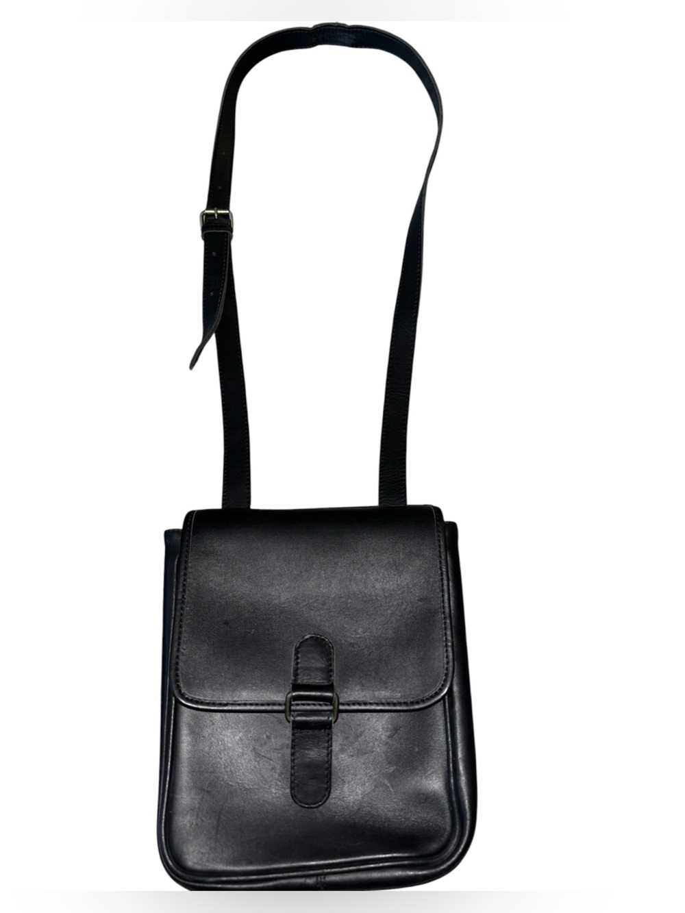 Eddie Bauer Vintage Crossbody Bag Black Leather Handbag Signed Original Purse